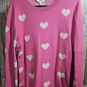 Pink and White heart sweater💗💗